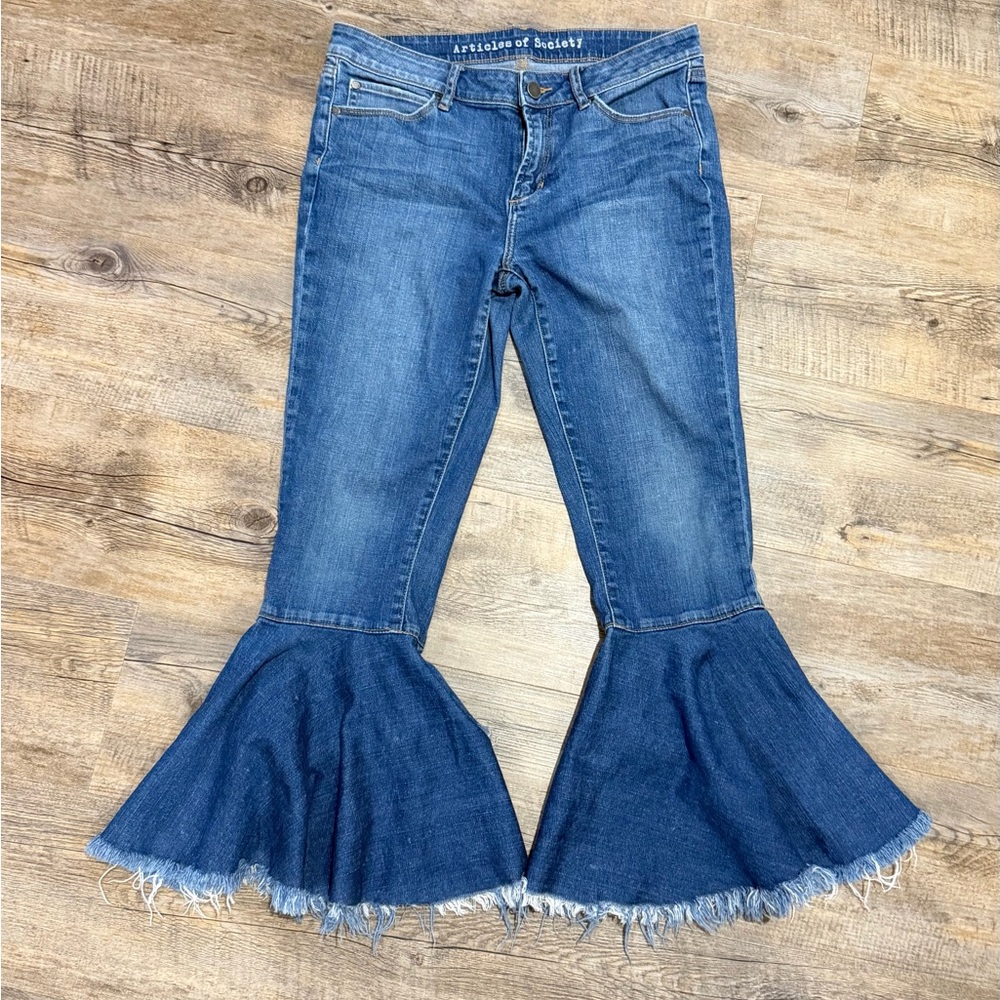 Articles Of Society Dark Blue Flare Cropped Jeans